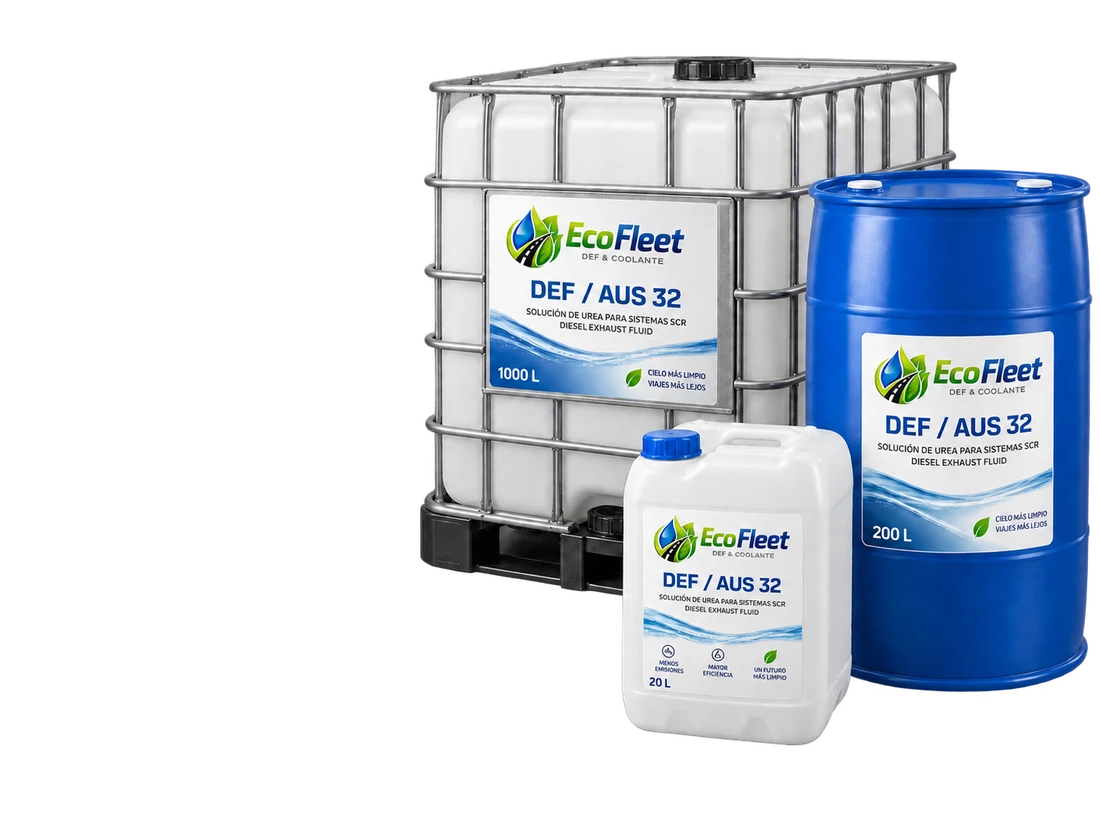 Presentaciones EcoFleet DEF AUS 32: bidón, tambor e IBC Tote