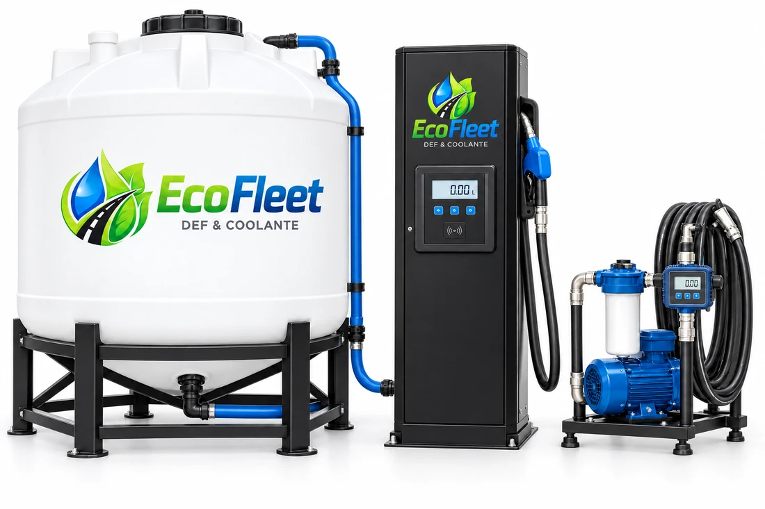 Tanque de almacenamiento EcoFleet, dispensador, bomba y medidor de flujo